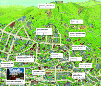 Санаторий «Солнечный» Кисловодск — карта расположения